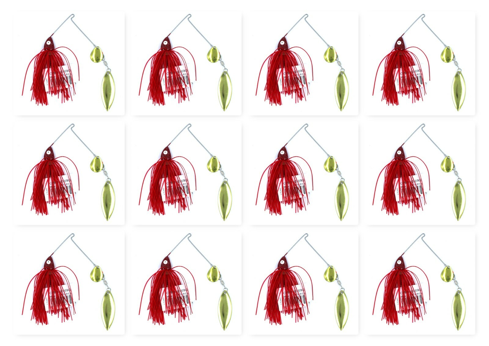 (12) Strike King BIN 1/4 Oz Red Willow Blade SpinnerBaits GMB14D-69G Brand New