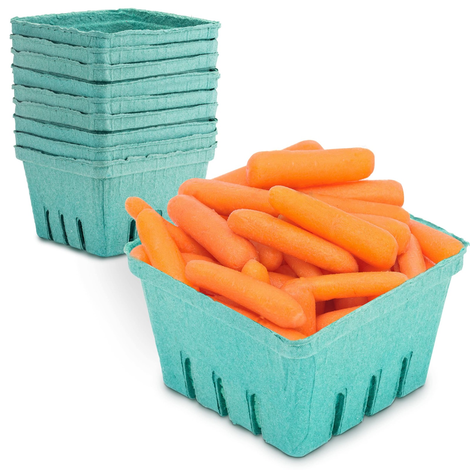 44 Pack Quart Green Molded Pulp Fiber Berry Basket Produce Vented Container for