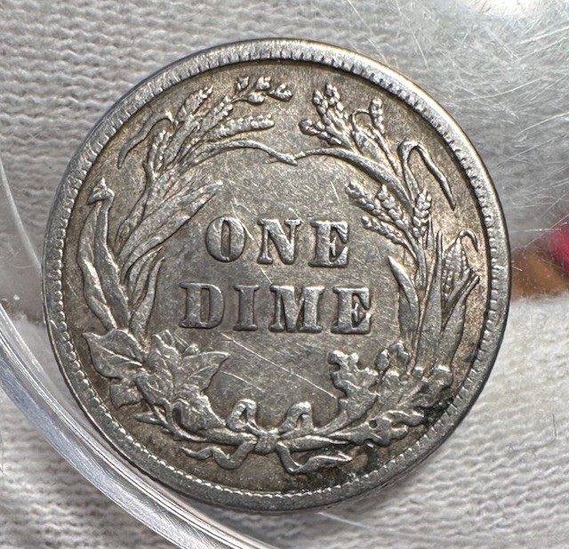 1914 Barber Dime AU Details