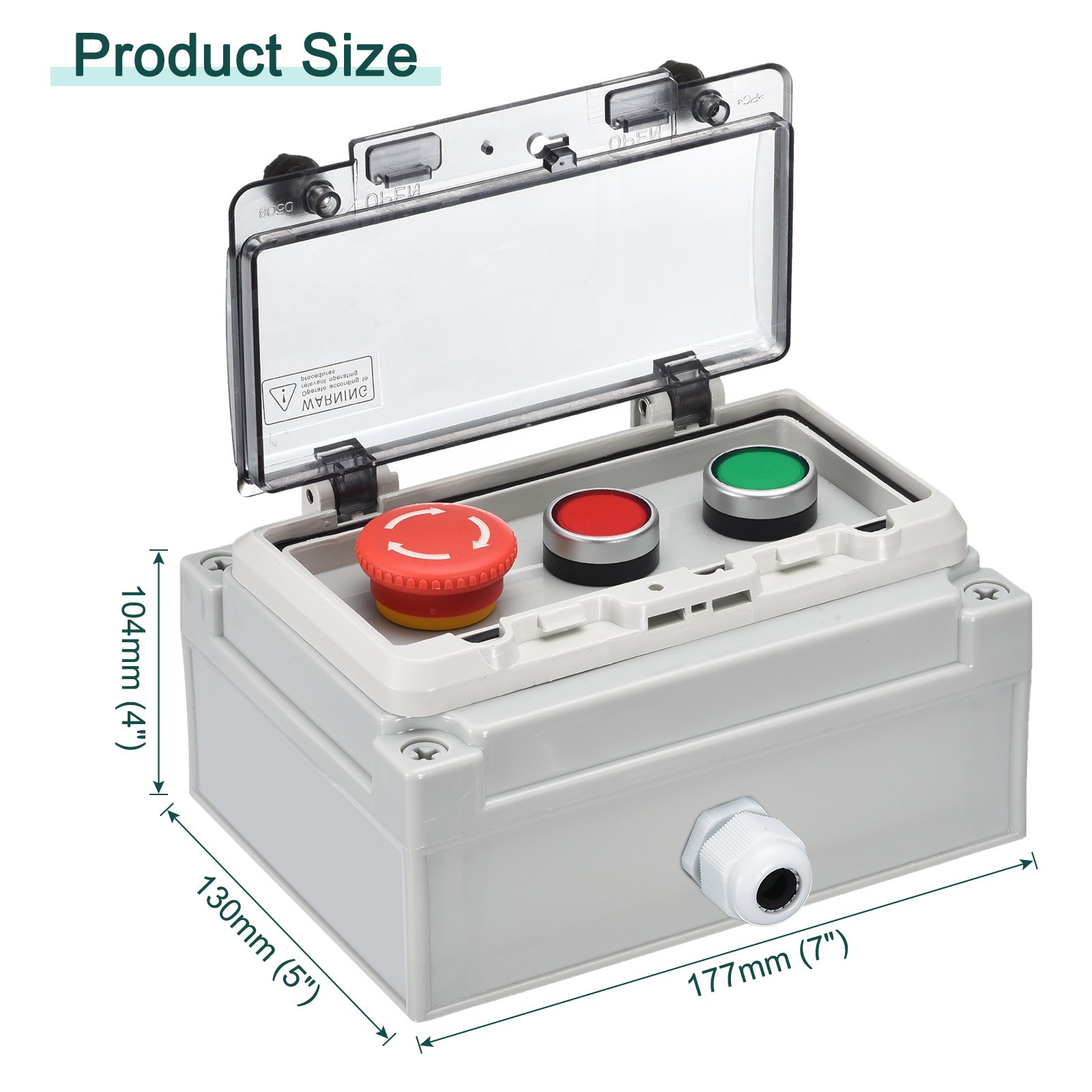 IP67 Push Button Box ABS Green Button Red Button E Stop Button