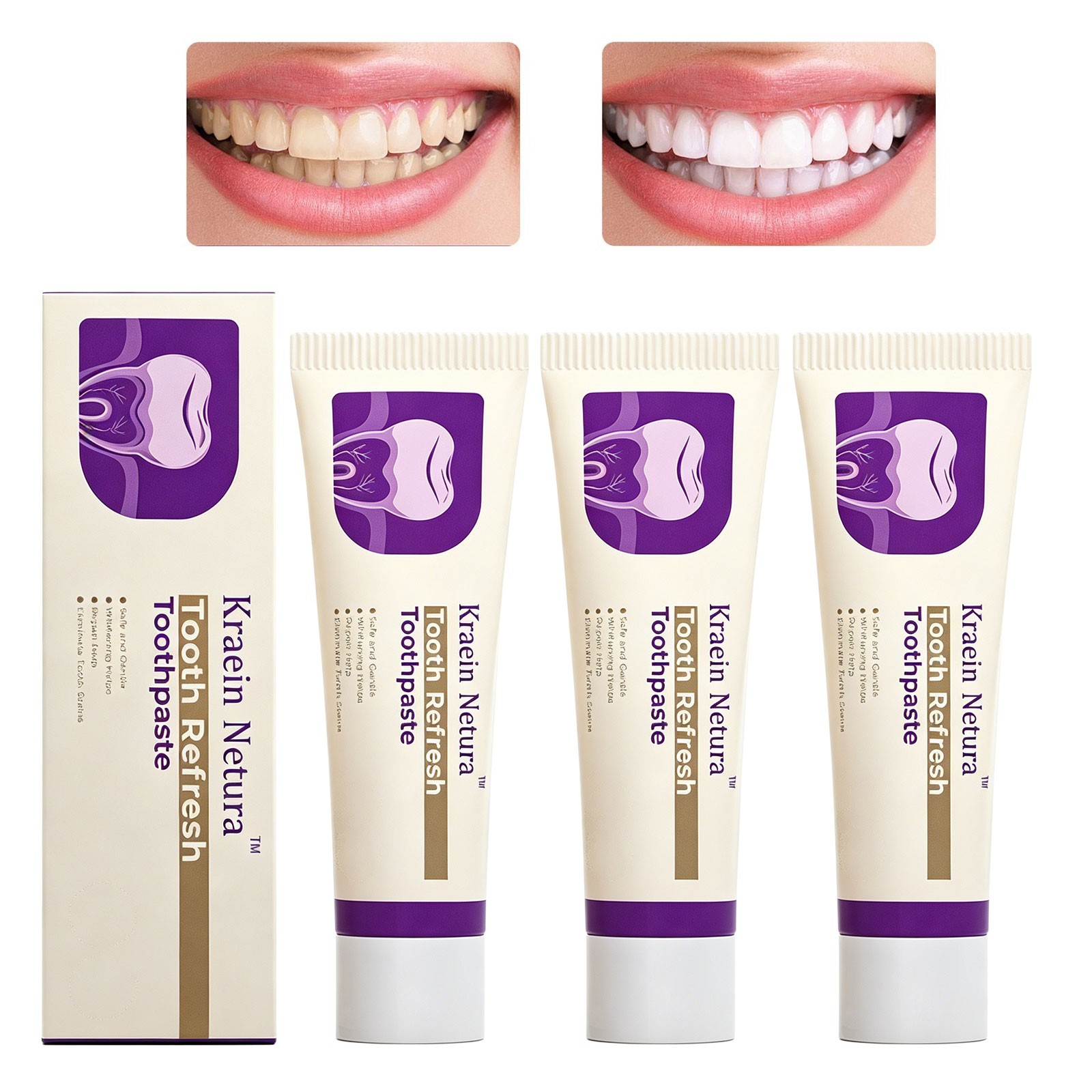 3Pack KREAIN Nature Oral Care Toothpaste for Toothacne & Sensitivity &Bad Mouth