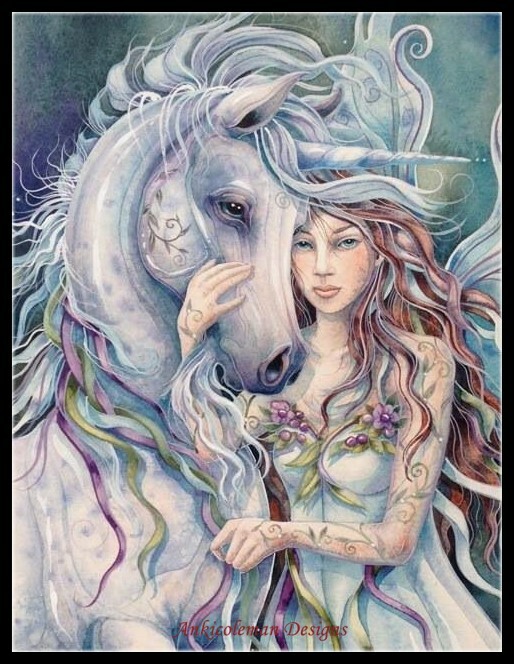 Unicorn and His Fairy - Chart Counted Cross Stitch Patterns Needlework DIY DMC