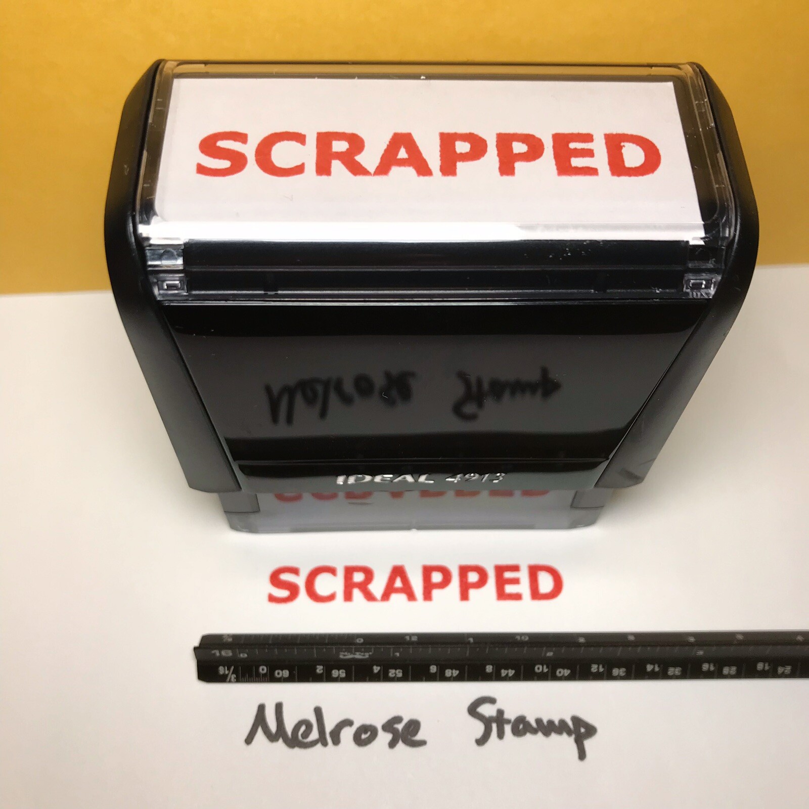 Scrapped Rubber Stamp Red Ink Self Inking Ideal 4913