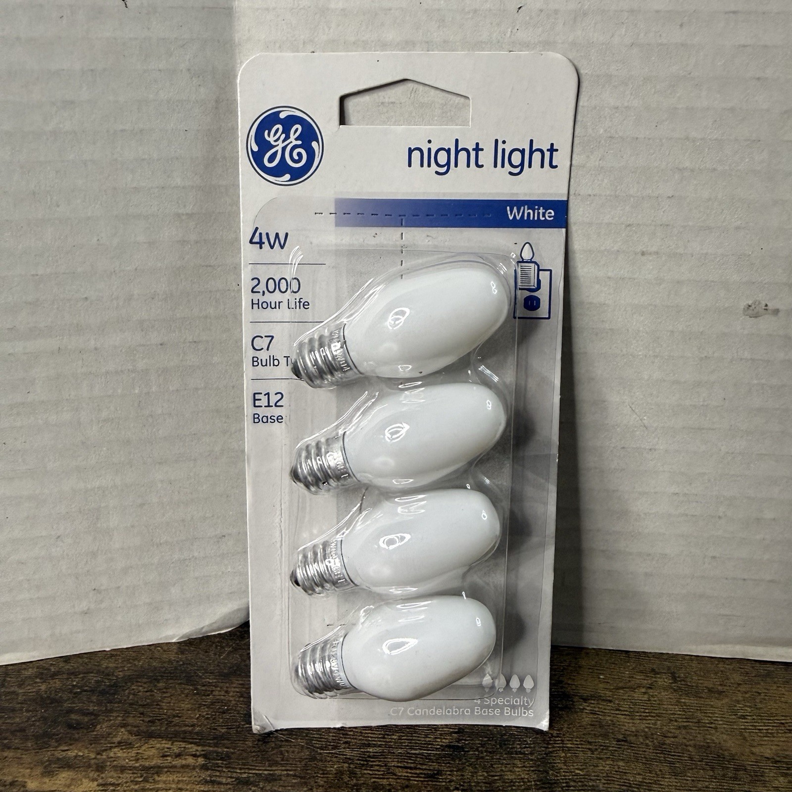 GE WHITE NIGHT LIGHT BULBS- 4 Separate Packs with 4 Bulbs C7