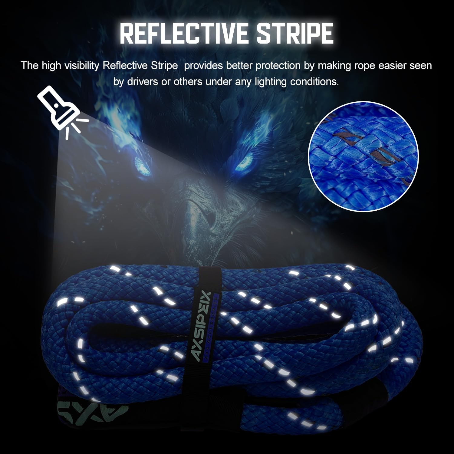 Kinetic Recovery Rope Kit 1in x 30ft 48,500Lbs with 2 Soft Shackles for 4x4