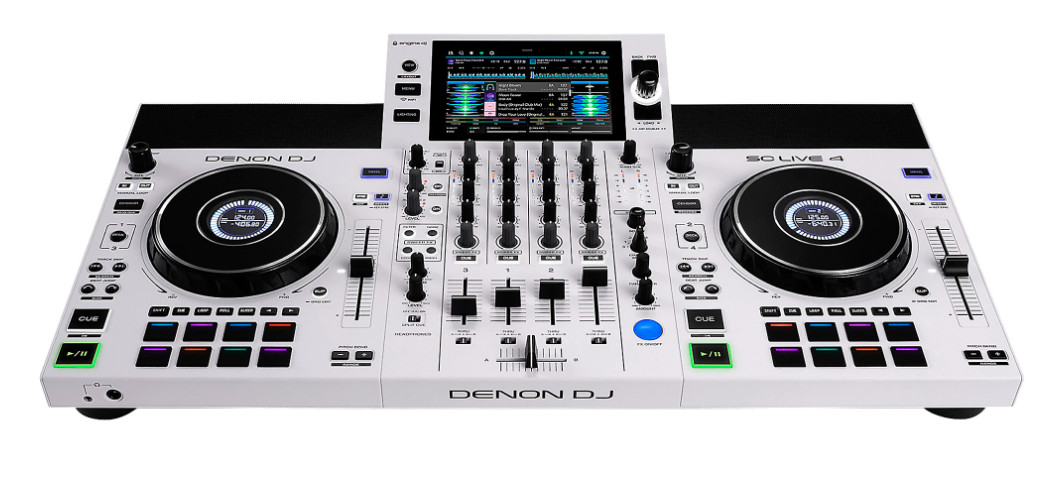 Denon DJ SC LIVE 4 WHITE - 4-Deck Standalone DJ Controller with 7” Touchscreen,