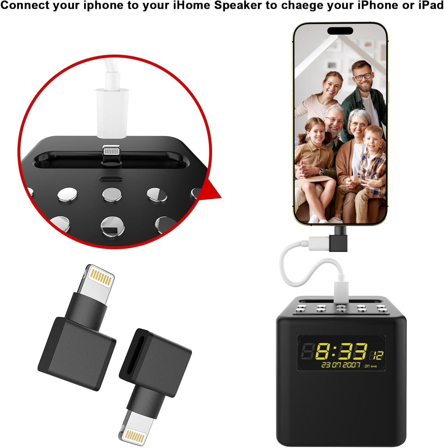 [Apple Mfi Certified] 90Degree Lightning Extender Adapter for Iphone | 2 Pack Ip