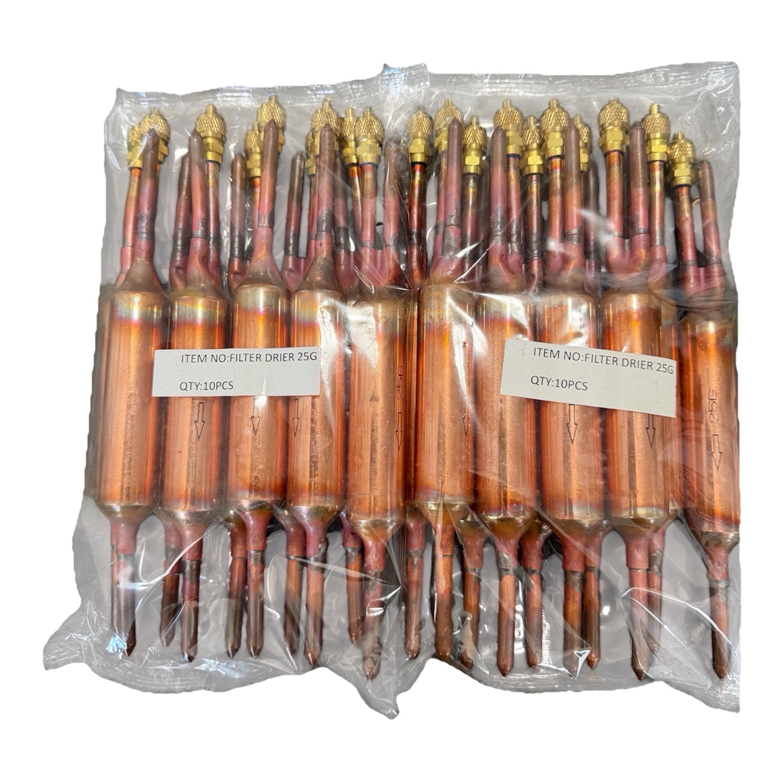 20 PCS FILTER DRIER REFRIGERANT LIQUID LINE WITH CHARGING VALVE 1/4 X 1/4  25GR.