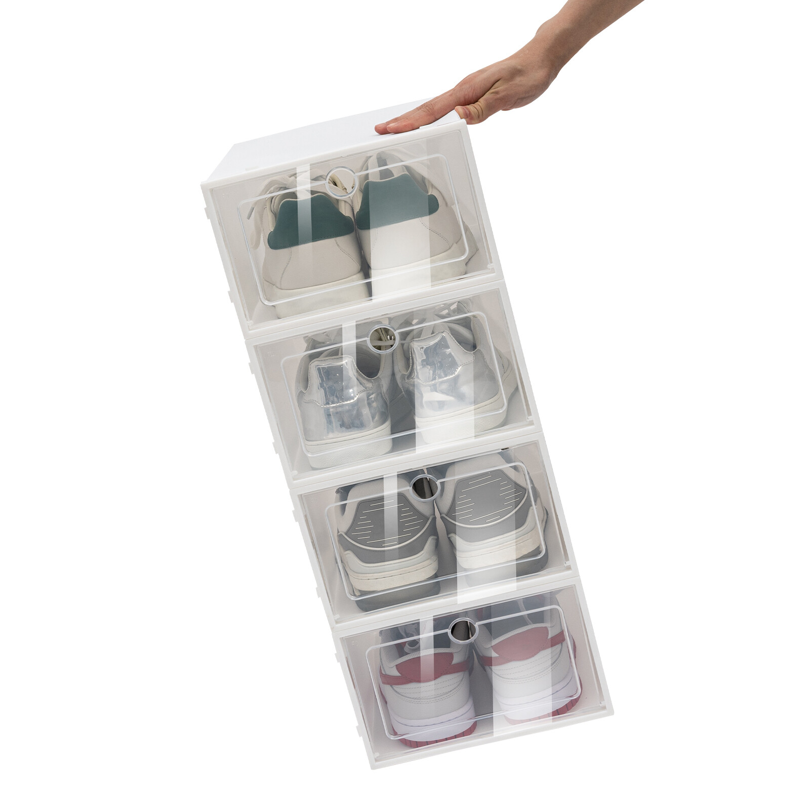 24 Shoe Boxes Foldable Shoe Storage Box PP DIY Install Stackable Storage Box