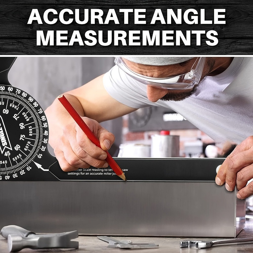 7" Aluminum Miter Saw Protractor, Rustproof Angle Finder Tool for Woodworking