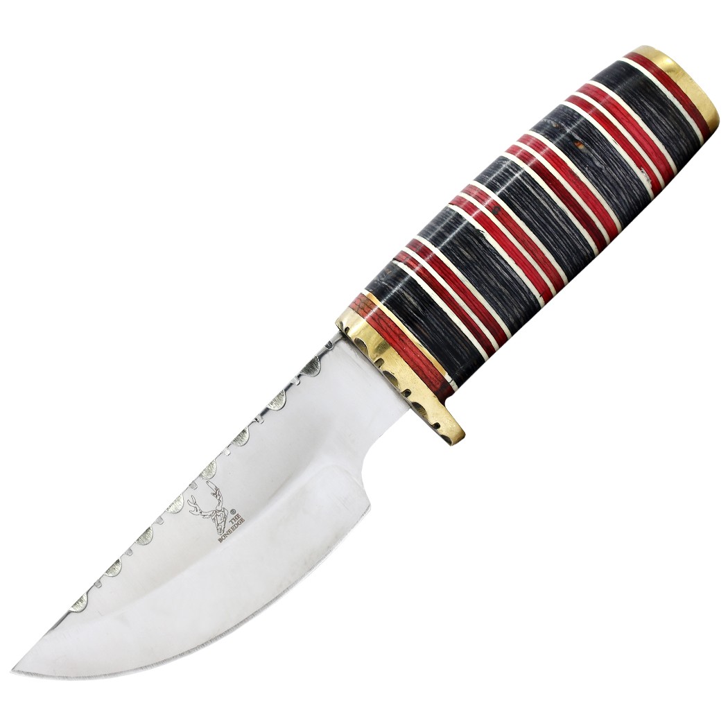 TheBoneEdge 8"" Black & Red Wood Handle Mirror Finished Blade Hunting Knife With