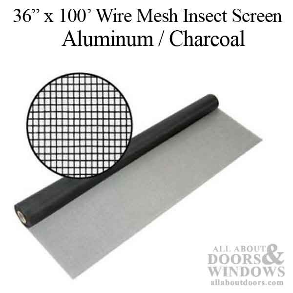 36" x 100' Charcoal Aluminum Insect Screen Mesh 18x16 .011