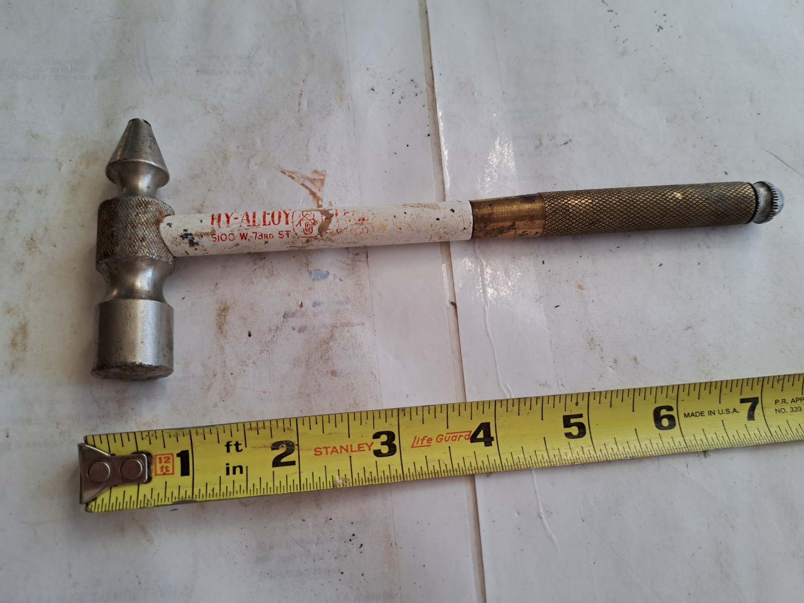 Vtg. Brass & STEEL Machinists/Jewelers Hammer w/ 4 Nesting Screwdrivers