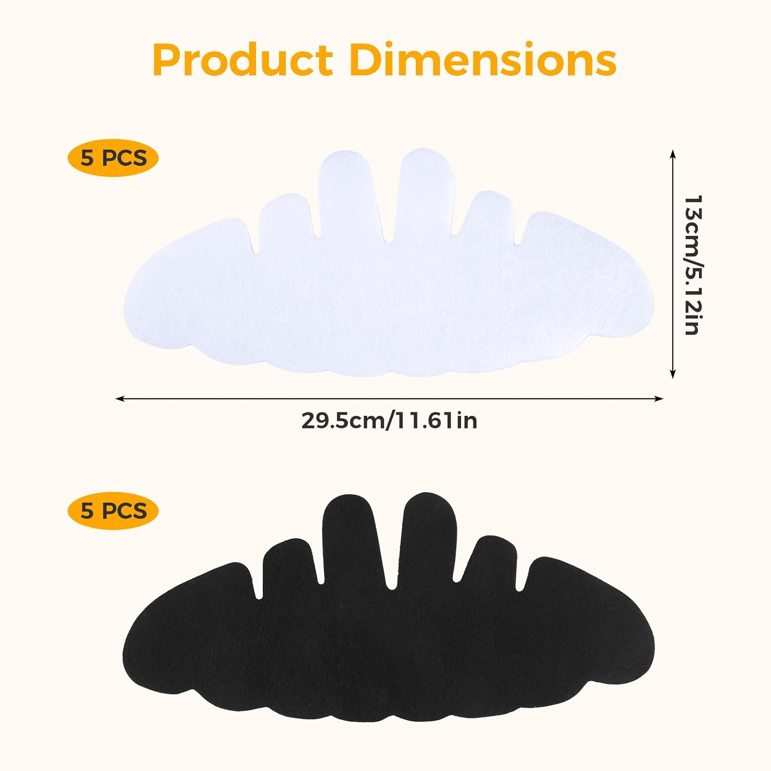 10 Pack Hat Shaper Insert, 5 White 5 Black Felt Inserts for Baseball Caps, 11.61
