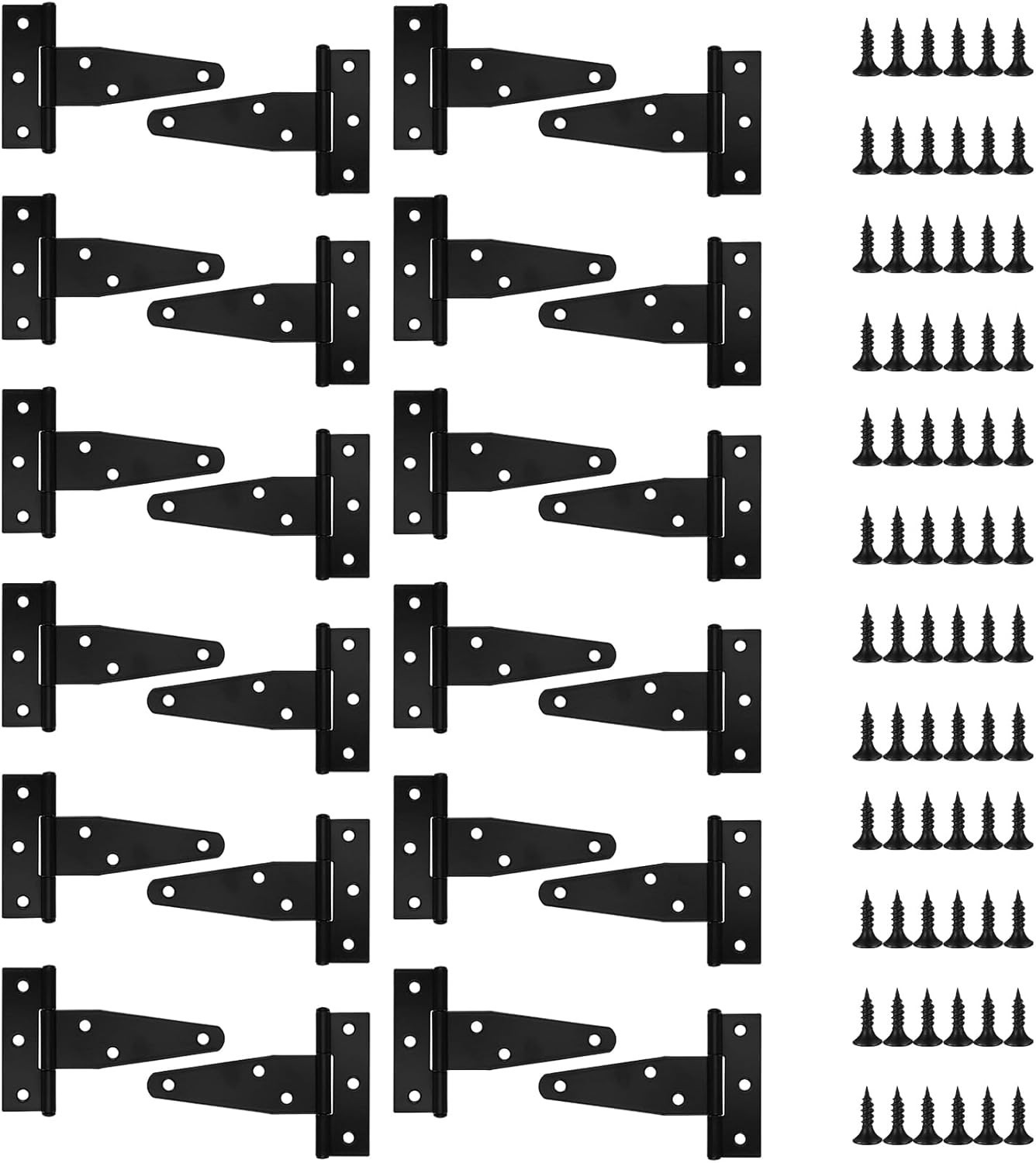 6 Pack 3 Inch T Strap Hinges Shed Door Gate Hinges Heavy Duty Black