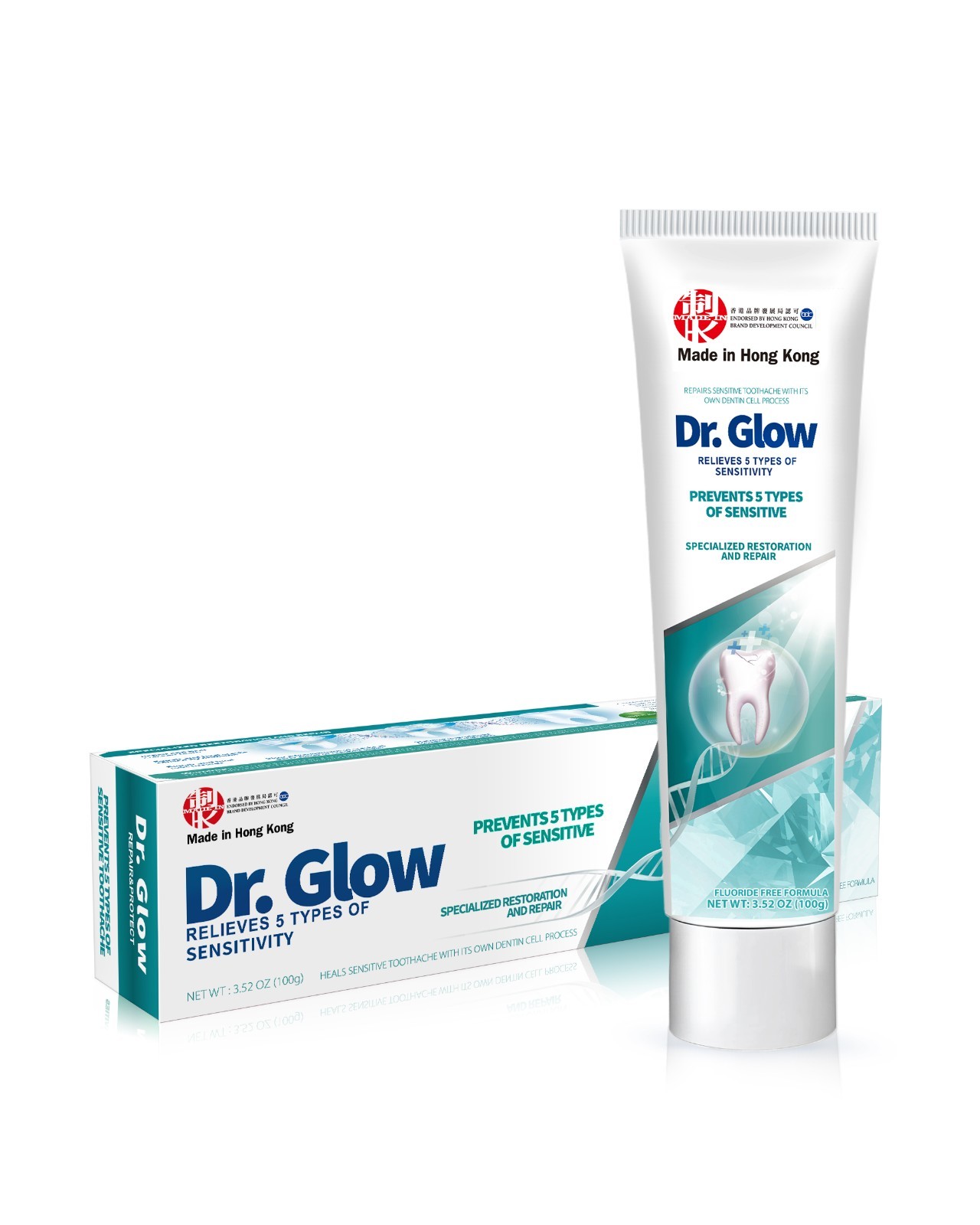 Dr. Glow Sensitive Toothpaste Fluoride Free - Hydroxyapatite Enamel Repair Mint