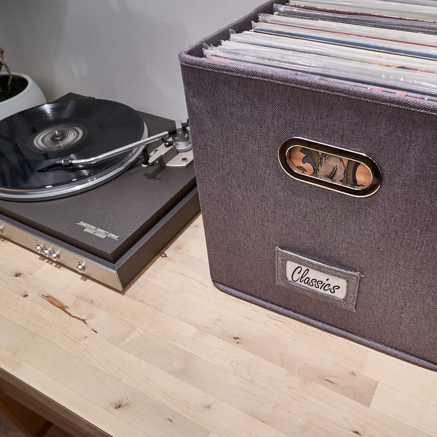 Decorative Vinyl Record Storage Box for 50+ Single Records - Sturdy and Easy ...