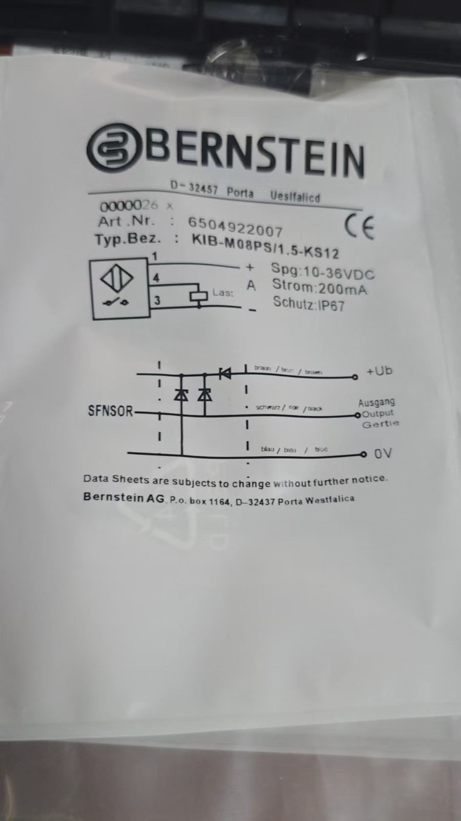 1Pcs FIT FOR    KIB-M08PS/1.5-KS12  Inductive sensor