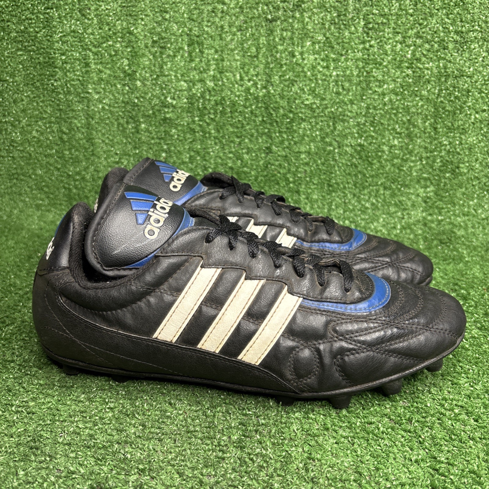 Vintage 1995 Adidas Classic Black Leather Soccer Football Cleats Mens Size 11