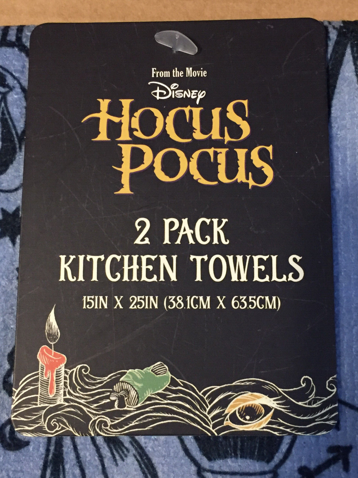 HOCUS POCUS 2 PACK KITCHEN TOWELS 15" X 25" BLUE & PURPLE