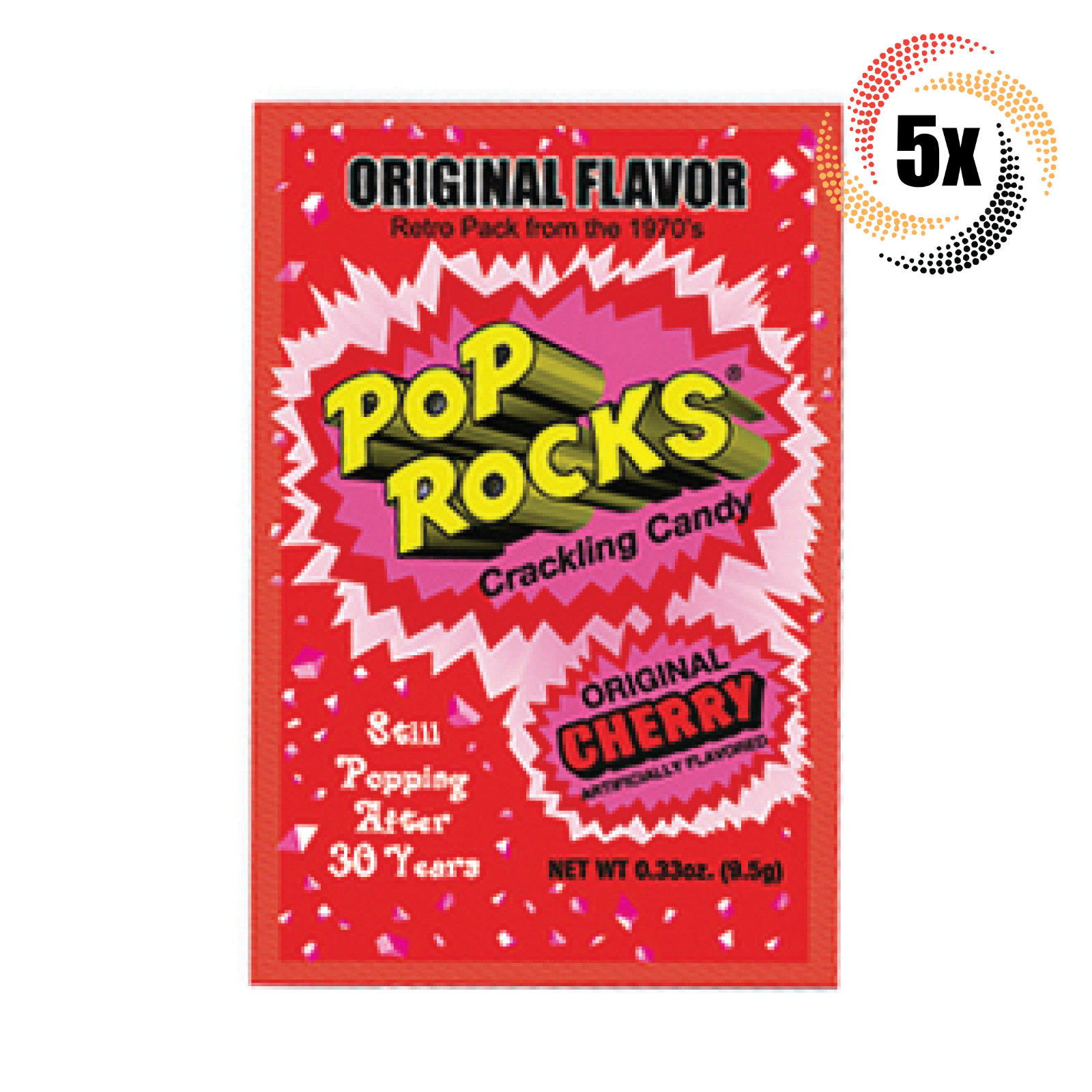 5x Packs Pop Rocks Cherry Flavor Popping Candy .33oz ( Fast Free Shipping! )