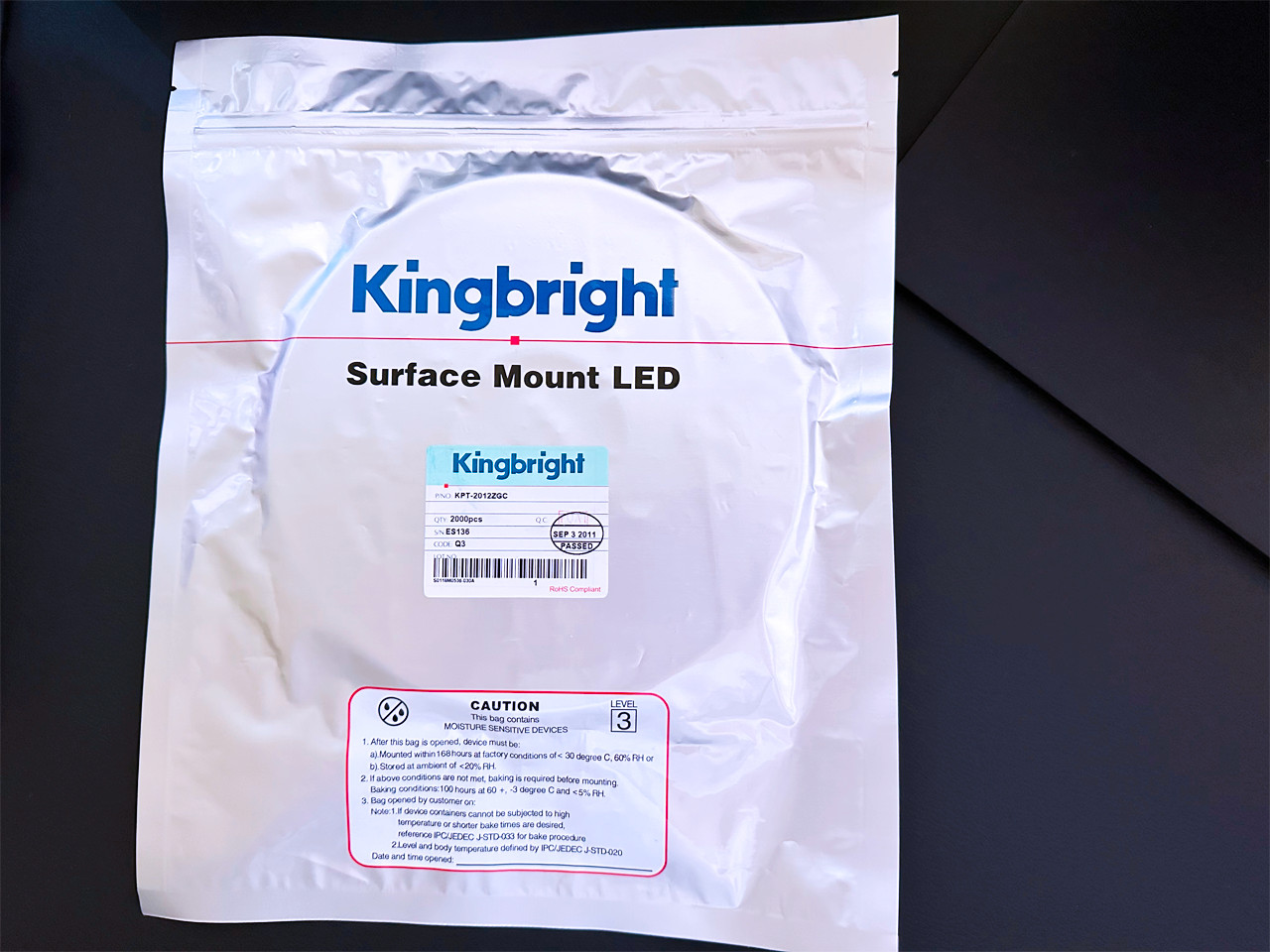 Full Reel 2000PCS KPT-2012ZGC Kingbright SMD Low Power Green LED 20mA 3.3V 0805