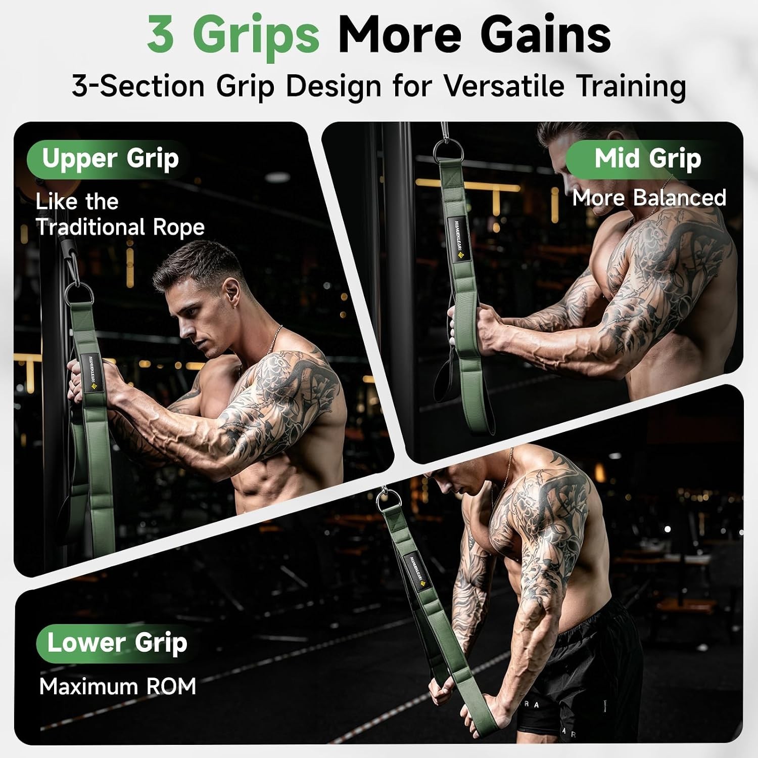 Customizable Tricep Pull Rope with Neoprene Handles for Safe, Effective Training