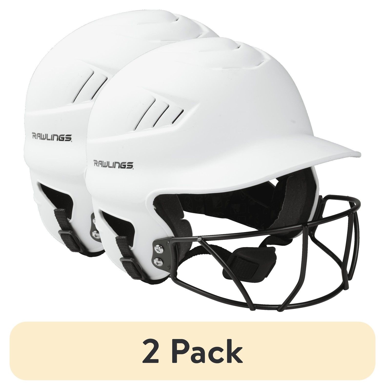 (2 pack Coolflo Fastpitch Softball Helmet W/ Face Guard Matte White