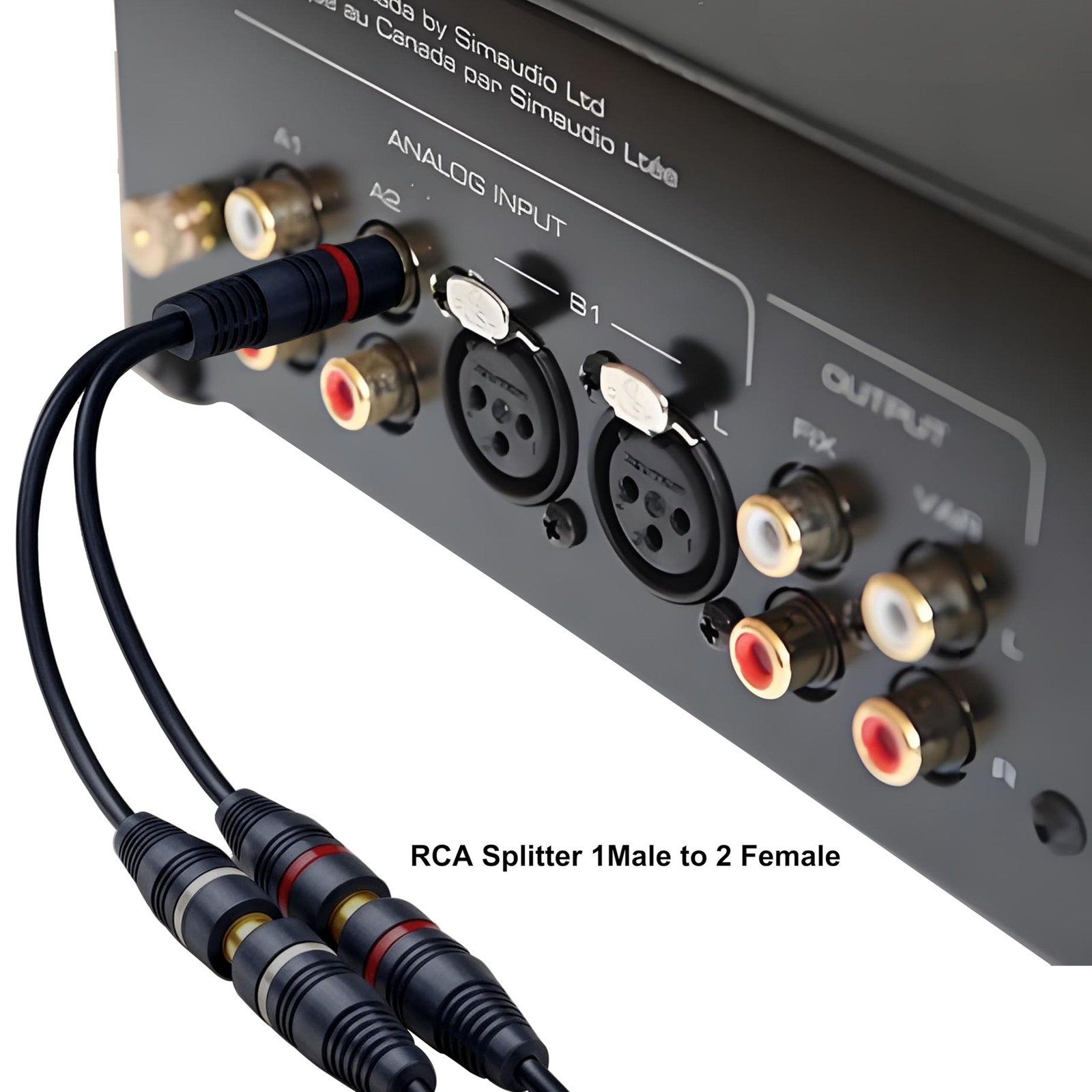 CNHIDEE RCA Splitter 1 Male to 2 Female 2 208 mm / 8.5 inches, Dark Blue
