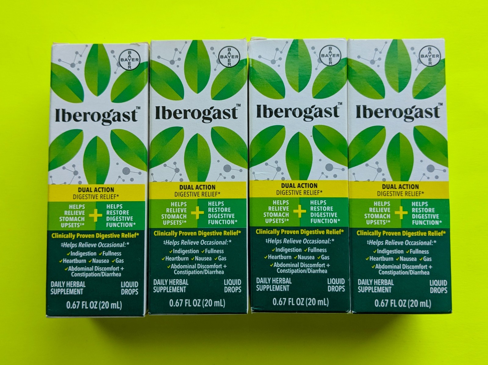 Iberogast Dual Action Digestive Relief 20 ml (0.67 oz) Liquid Drops - Lot of 4