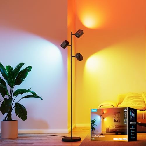 Tree Floor Lamp Compatible with Matter, 3 Rotatable Lights with LuminBlend
