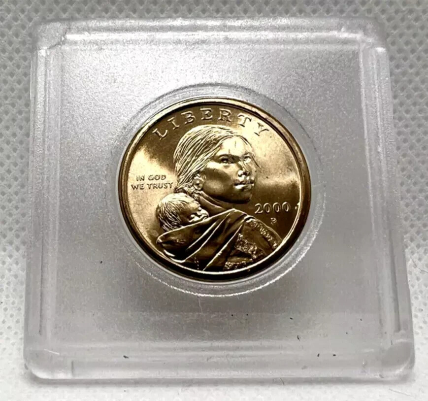 2000 P Sacagewea One Dollar US Liberty Gold Colored Coin uncirculated