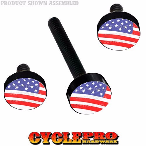 Black Billet Fairing Windshield Hardware Kit 14-Up Harley Touring - USA Flag