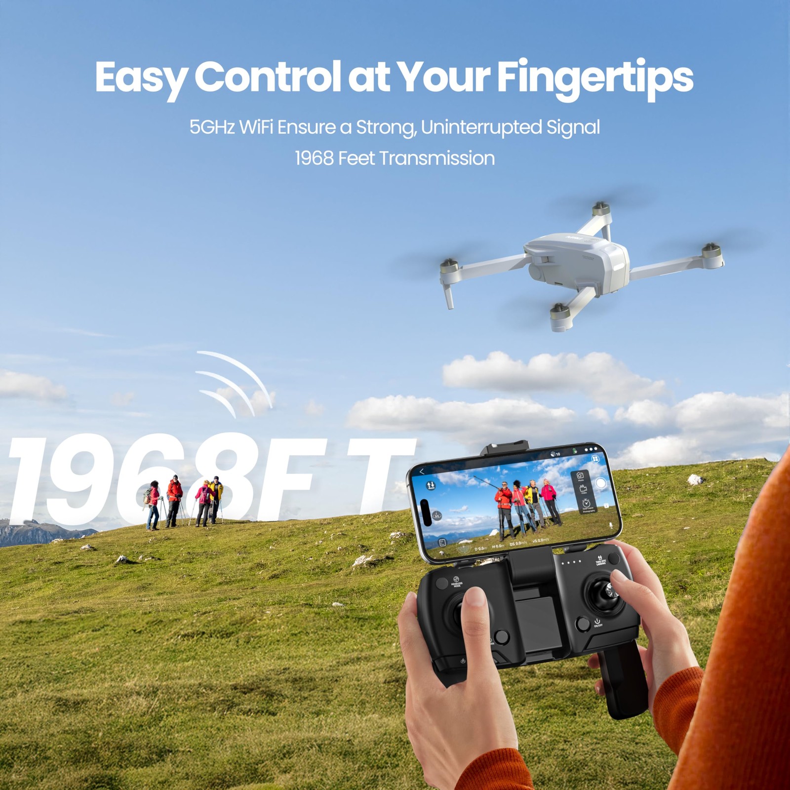 PLEGBLE Drones with Camera for Adults 4K, GPS Drone, One-Key Auto Return Grey