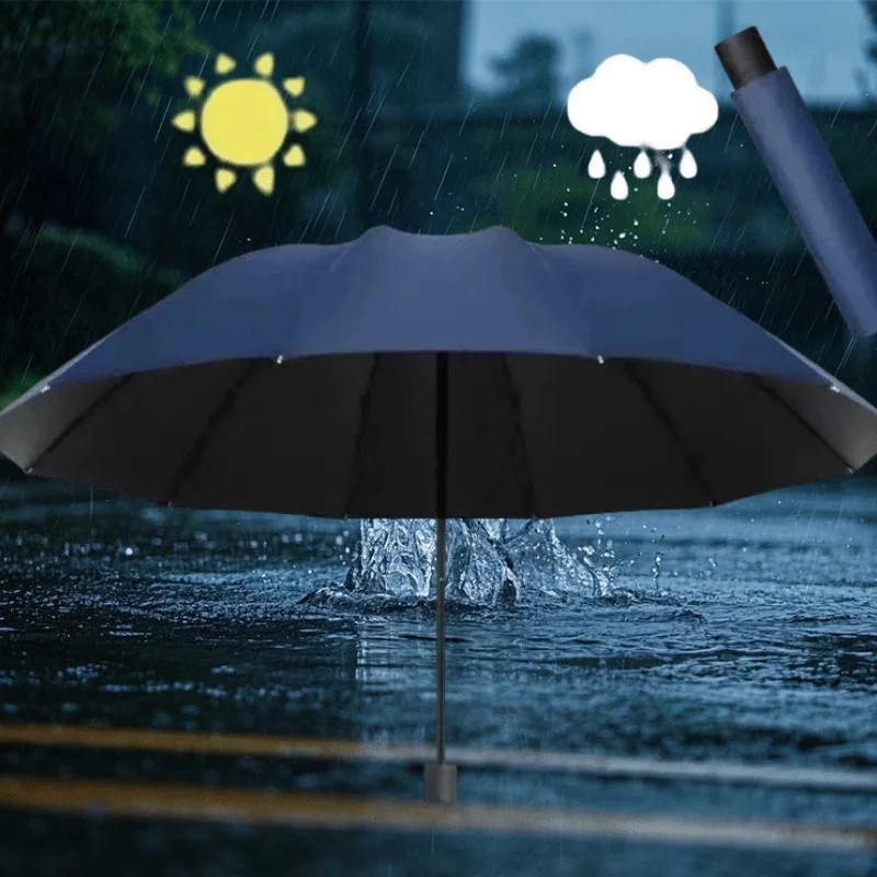 130cm Extra large triple fold rain and rain umbrella Effective rain protection E