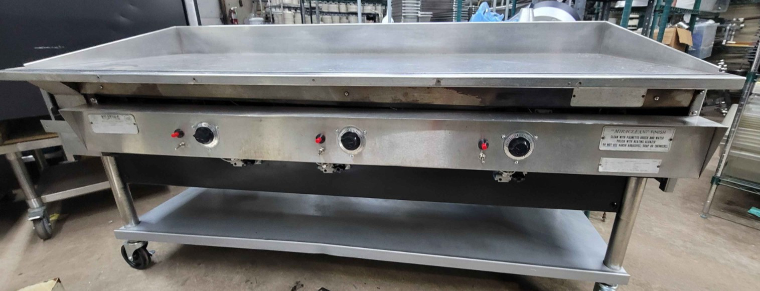 72" Keating Miraclean Chrome Gas Griddle with new controls