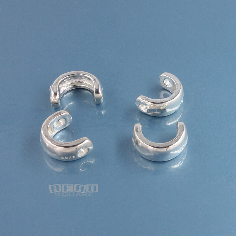 4 Solid Sterling Silver C-Shaped Round Bead Spacer Frames ap. 6.5mm x 9mm #33854