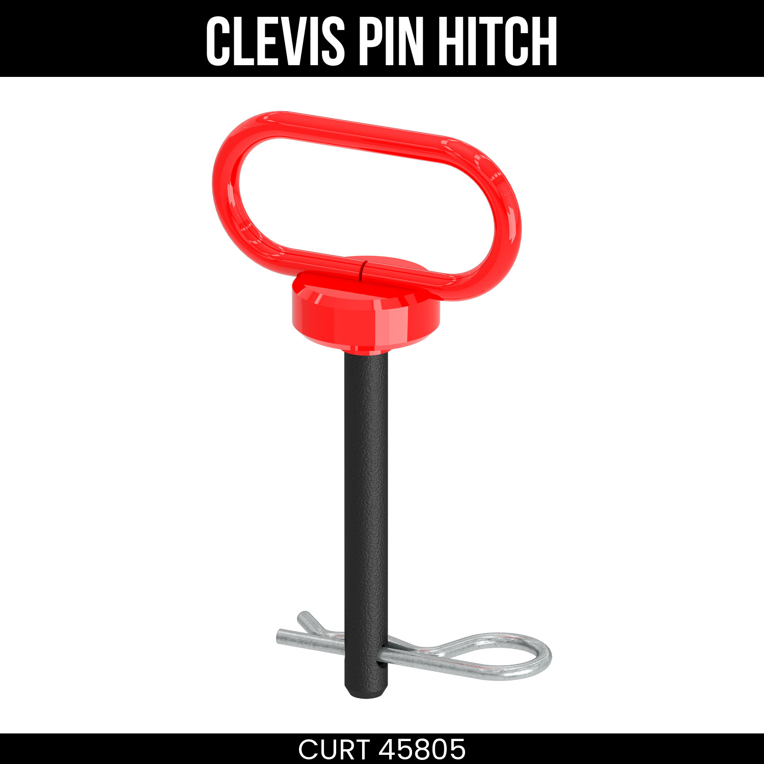 CURT Clevis Pin Hitch 1/2 In Diameter 3-5/8 In Length Rubber Coated Handle 45805