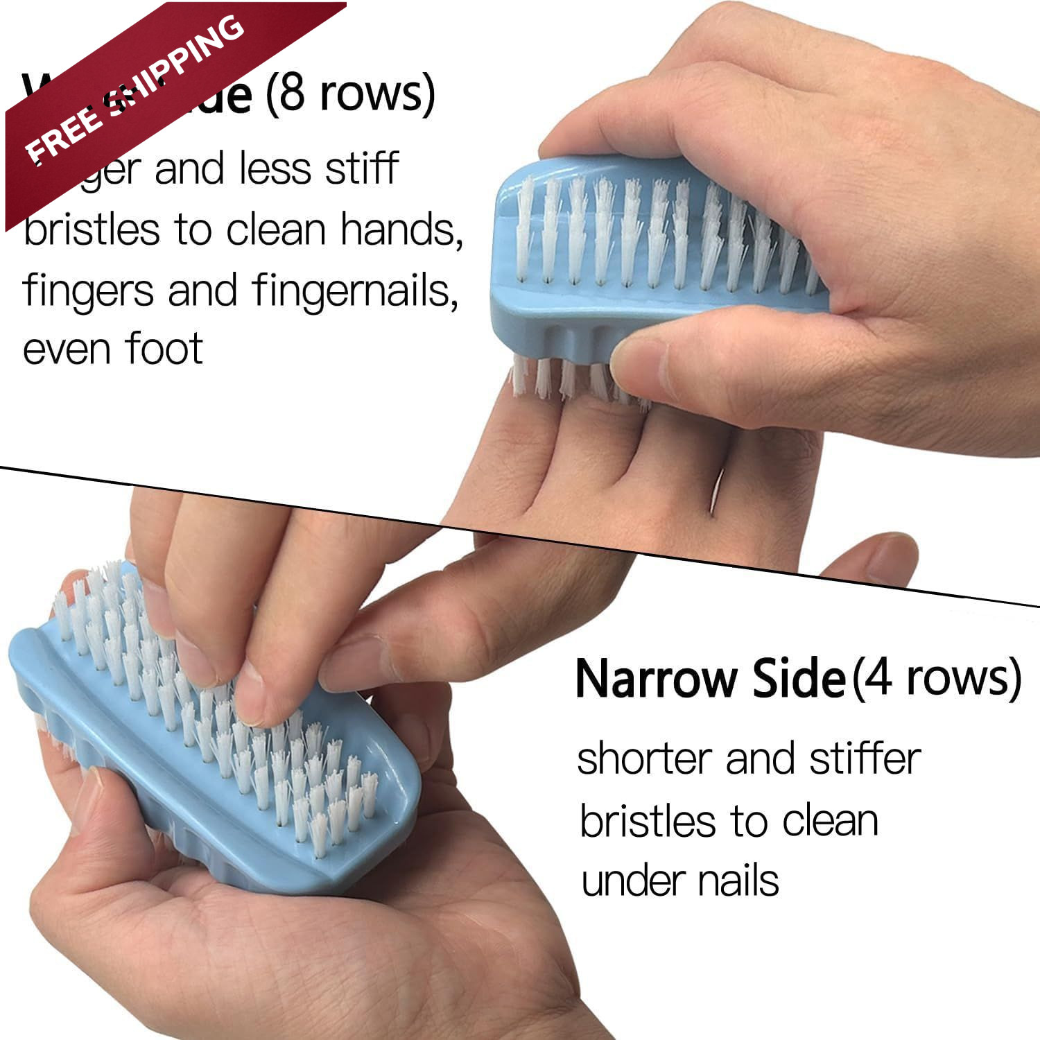 Nail Brush for Cleaning Fingernails Two Sided Hand Fingernail Blue,white