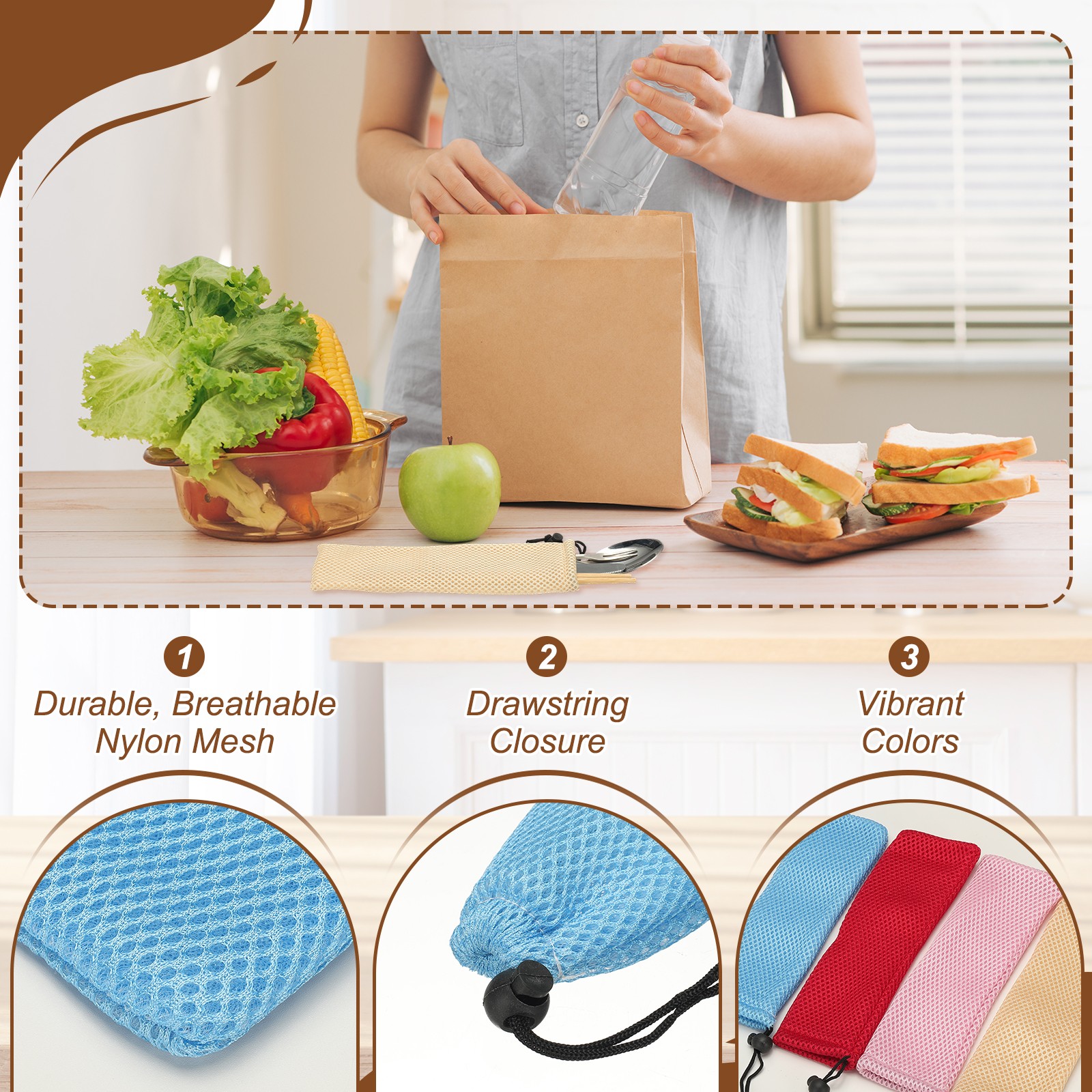 6Pcs Pouch Bag Straw Carrying Cases l & Gray
