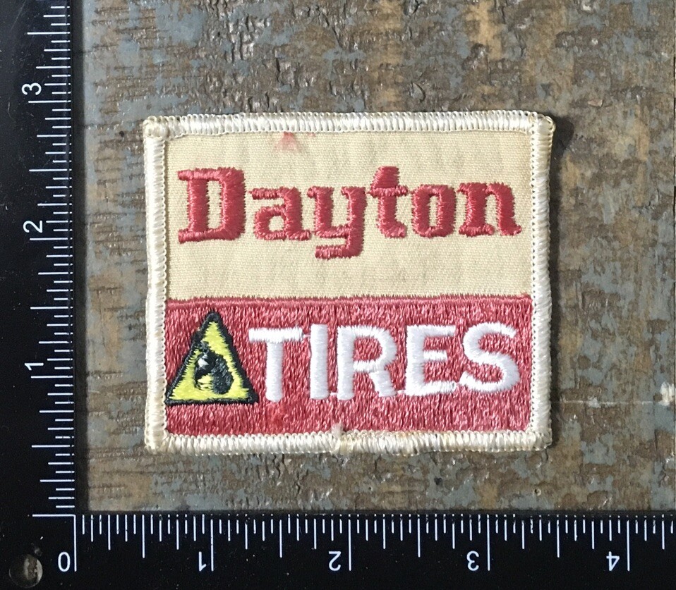 Vintage DAYTON TIRES Automotive Tire Company Logo Sew-On Patch 1970’s Twill