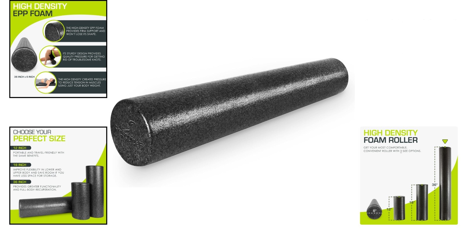 High Density Foam Rollers Long, Firm Full Body Athletic Massage Tool for Back...