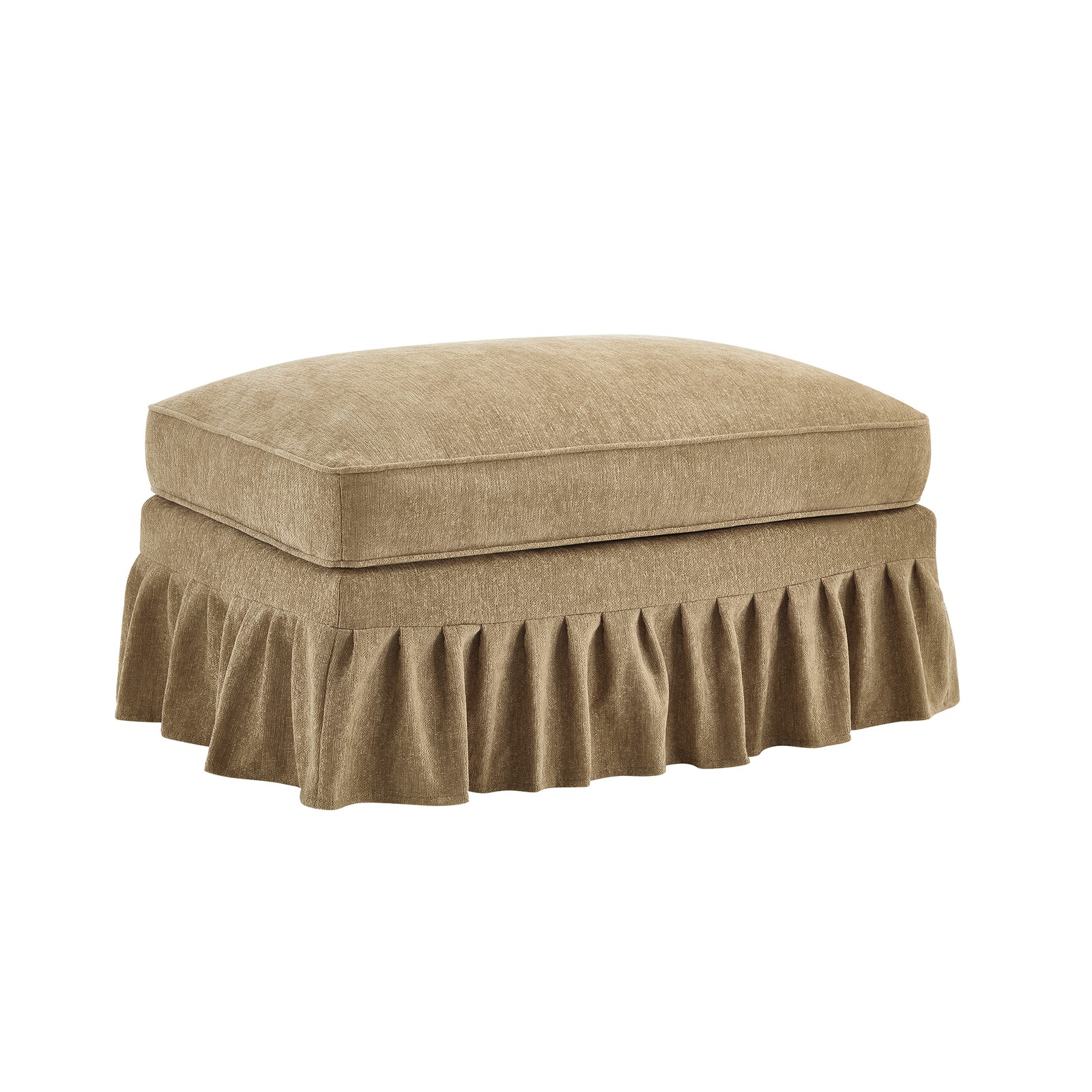 Removable Ruffle Chaise Lounge Ottoman, Light Coffee Chenille Cloud Couch