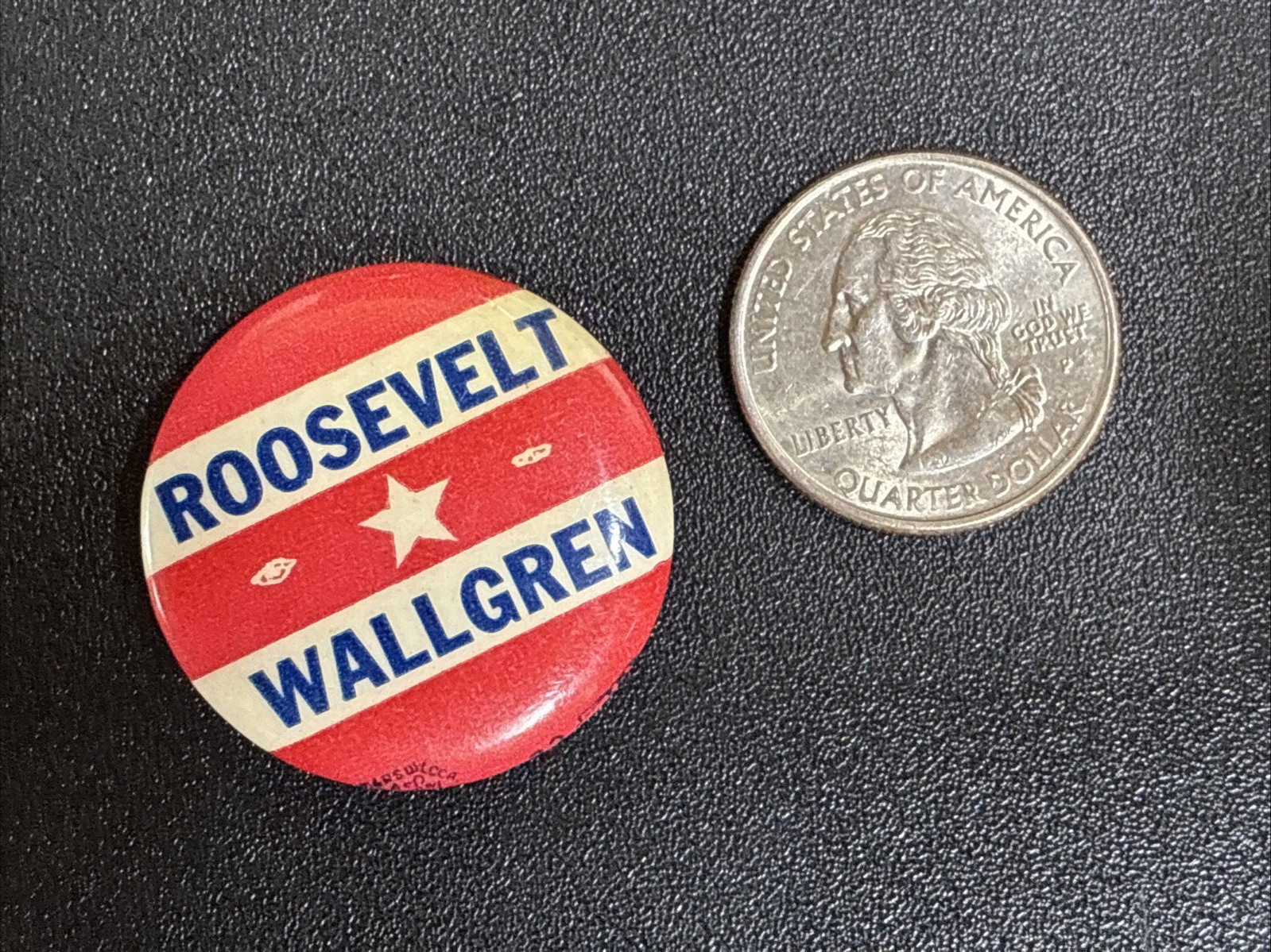 VTG 1944 Franklin ROOSEVELT Mongrad WALLGREN Washington Sate 1 1/4” pinback