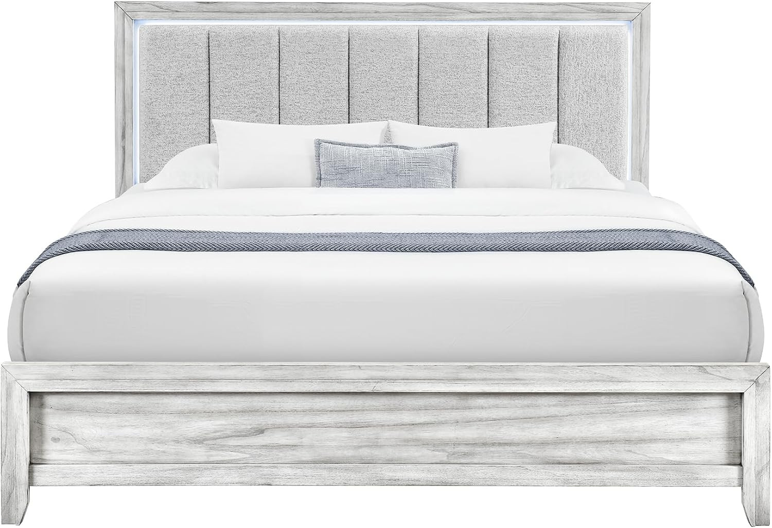Elsie Grey King Bed with LED