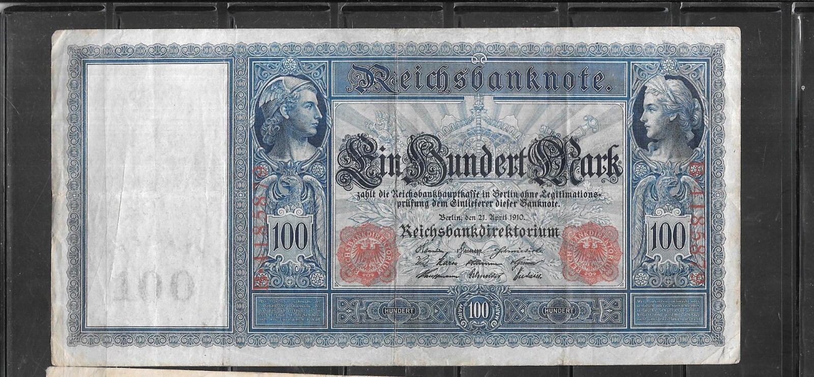 GERMANY #42 1910 VG CIRC OLD 100 MARK LARGE BANKNOTE PAPER MONEY NOTE