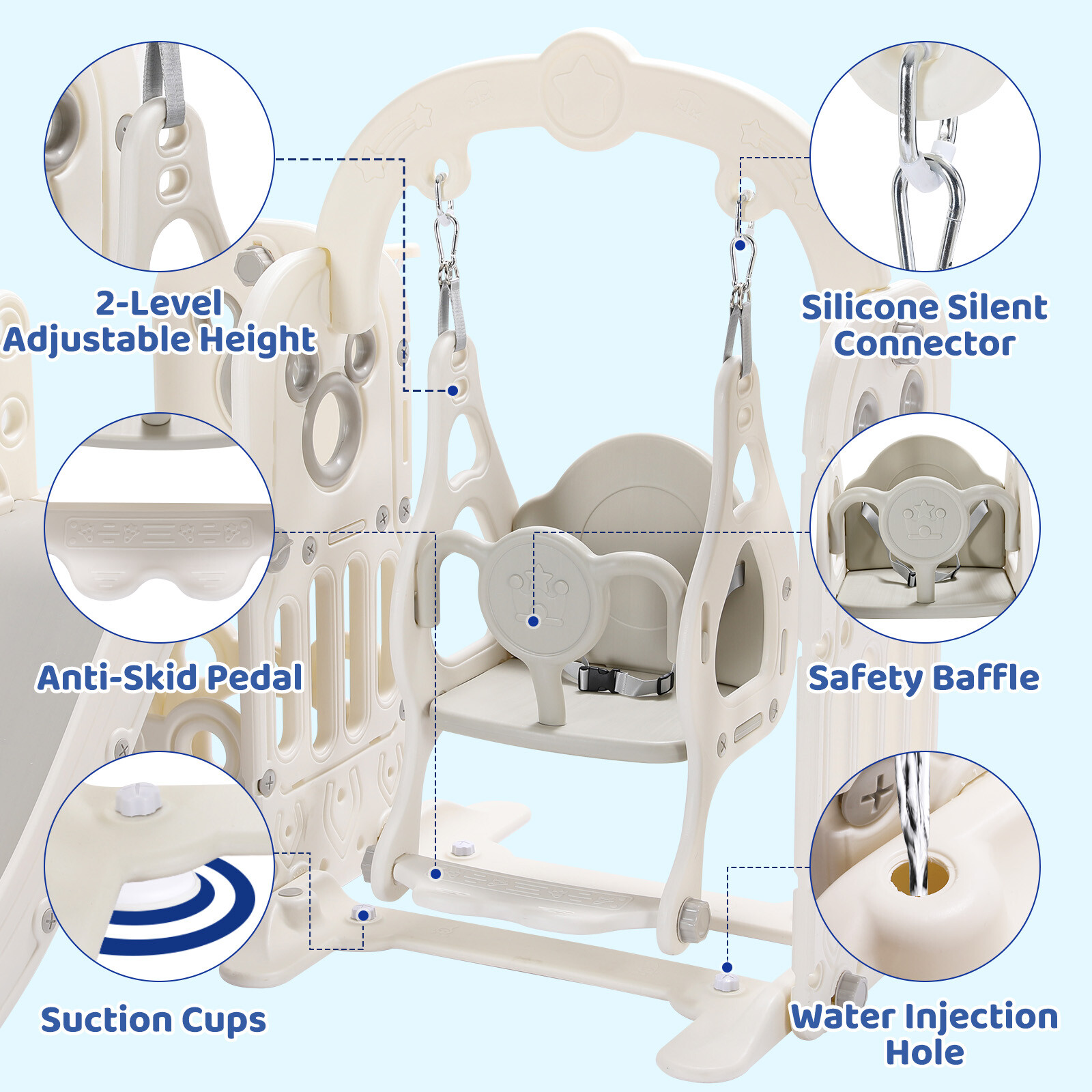 5 in 1 Toddler Slide & Swing Set Kids Climber Indoor Outdoor Activity Playground