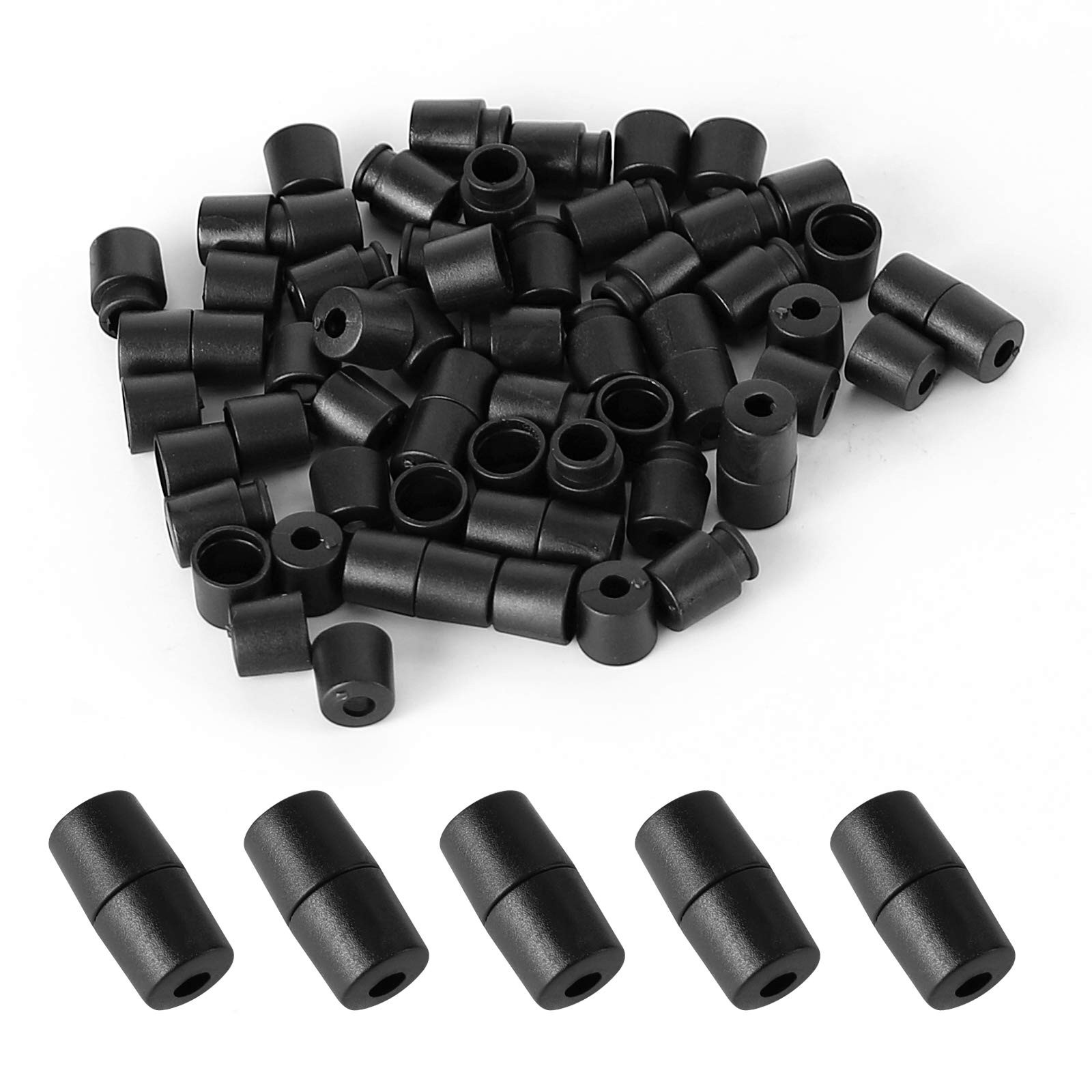 30 Pairs of Black Color Barrel Connector Buckle for DIY Outdoor Paracord Lanyard