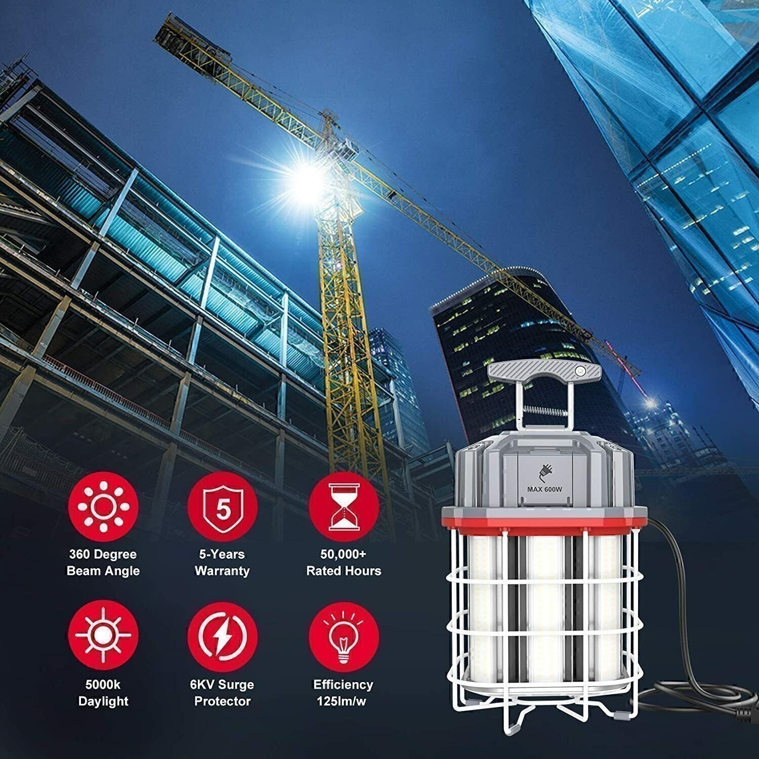 150 Watt LED Temporary Work Light Industrial Constructions Jobsite Linkable Lamp