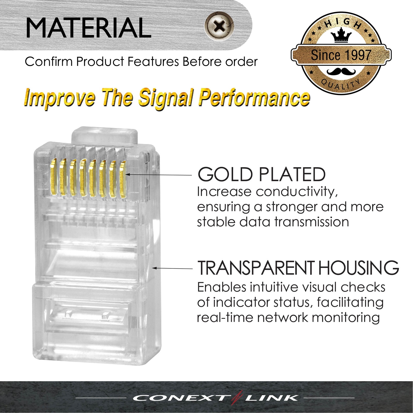 100pcs RJ45 8P8C CAT6 Modular Plug Network Cable Lan Connector End Internet
